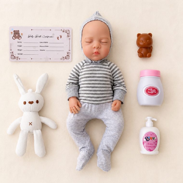 18 inch full body silicone reborn baby doll with outfit, diaper and birth certificate