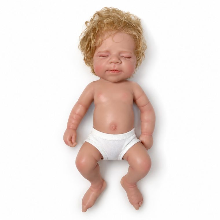 Full-body silicone reborn baby doll with rooted hair, factory direct